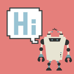 Retro android robot say hi. To see the other vector robot illustrations , please check Robot collection.