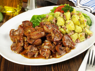 Sauteed Veal Kidney with Onions and Potato Salad