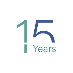 15 th anniversary numbers. 15 years old logotype. Simple congrats. Isolated abstract graphic web design template. Modern congratulation concept.