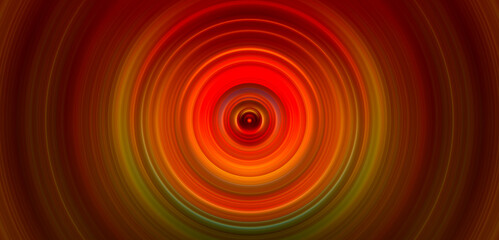 Red infernal glow. Concentric circles from center. Abstract background.