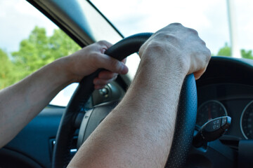 Man driving a car