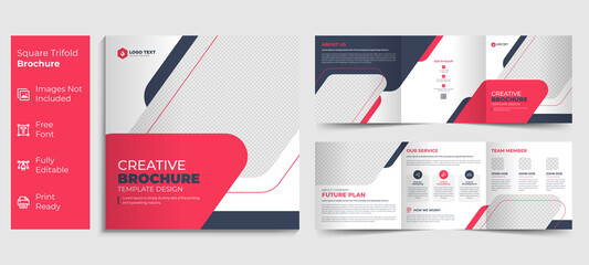 Creative business square trifold brochure template design