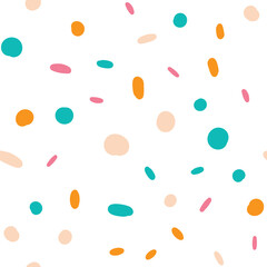 Confetti vector seamless pattern. Abstract festive background with colorful sprinkles and dots.