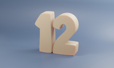 Soft and Smooth 3D Number twelve / 12  