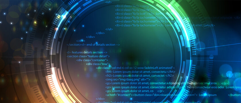 Software development abstract technology code and script background