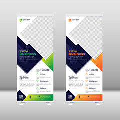Roll up banner stand template design, advertisement, pull up, vector illustration, business flyer, flag-banner, 