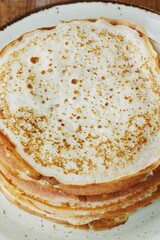 Delicious fresh crepe on the plate macro 