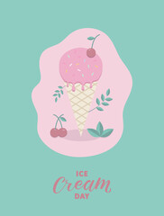 Happy Ice Cream Day Vector Illustration.