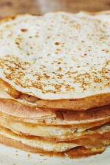 Delicious fresh crepe on the plate macro 