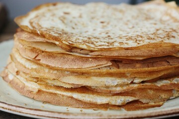 Delicious fresh crepe on the plate macro 