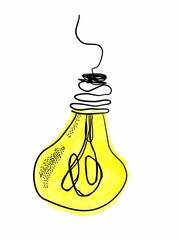 Hanging light bulb sketch drawing