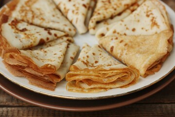 Delicious fresh crepe on the plate macro
