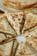 Delicious fresh crepe on the plate macro