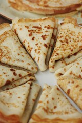 Delicious fresh crepe on the plate macro