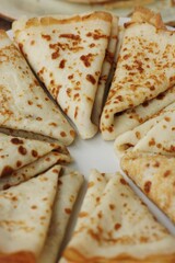 Delicious fresh crepe on the plate macro