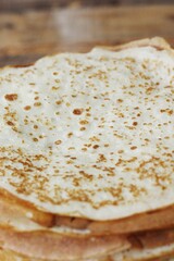 Delicious fresh crepe on the plate macro