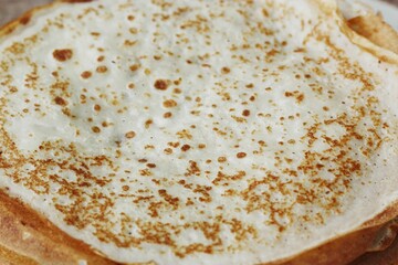 Delicious fresh crepe on the plate macro