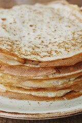 Delicious fresh crepe on the plate macro