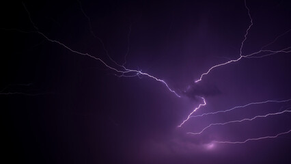 Lightning bolts in the night sky