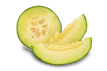 Melon,cantaloupe slices isolated on white background. This has clipping path. 
