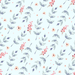 Fototapeta premium Watercolor seamless pattern with flowers. Floral background design.