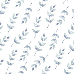 Watercolor seamless pattern with leaves. Floral background design.