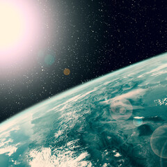 Epic sunrise from space. The elements of this image furnished by NASA.