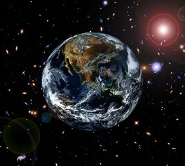 View of the planet earth from space. Gas, nebula, stars. The elements of this image furnished by NASA.