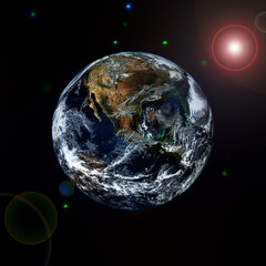 View of the planet earth from space. Gas, nebula, stars. The elements of this image furnished by NASA.