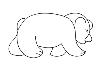 curved lines graphic image of animated cartoon bear as worksheet for preschool tutorial in visual colouring art and development of fine motor skills  illustration based on ovals geometric shape