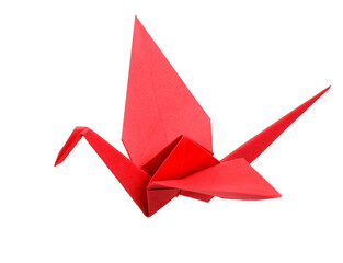 red origami paper crane - obrazy, fototapety, plakaty