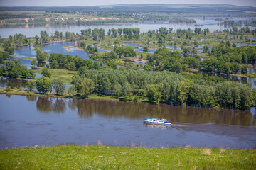 Sokolka, Tatarstan / Russia - 05.30.2020: traffic on the Kama River