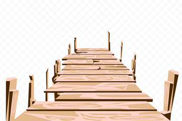 Wooden bridge isolate and cartoon style.