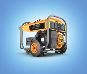 Portable gasoline generator isolated on a blue gradient background 3d render