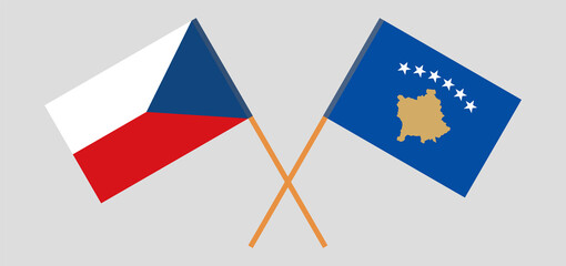 Crossed flags of Kosovo and Czech Republic