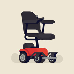 Cool vector design element on reduced mobility solution item electric wheelchair or powerchair with joystick controller on armrest