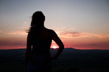 free calm woman silhouette enjoy sunset