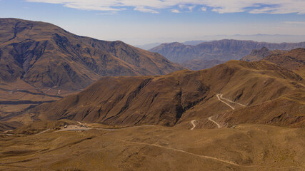 Fototapeta na wymiar Aerial view of drones from Northern Argentina, mountains, valleys, routes and peaks.