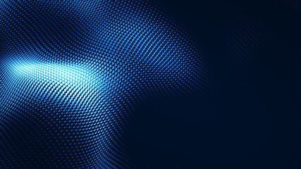 Dot white blue wave light screen gradient texture background. Abstract  technology big data digital background. 3d rendering.