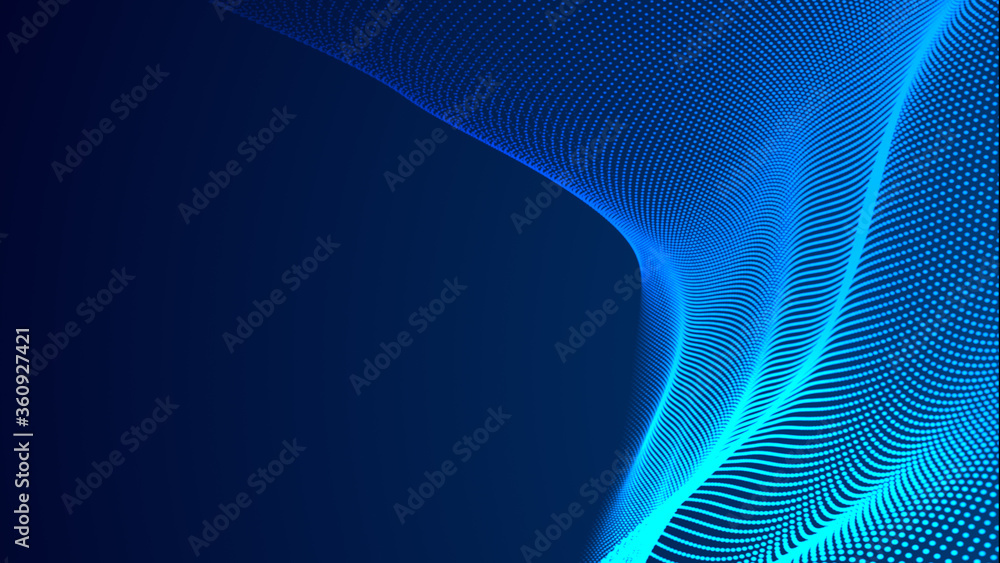 Poster dot blue wave light screen gradient texture background. abstract technology big data digital backgro
