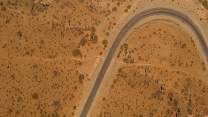Aerial view of drones from Northern Argentina, mountains, valleys, routes and peaks.