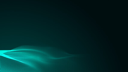 Dot green wave light screen gradient texture background. Abstract  technology big data digital background. 3d rendering.