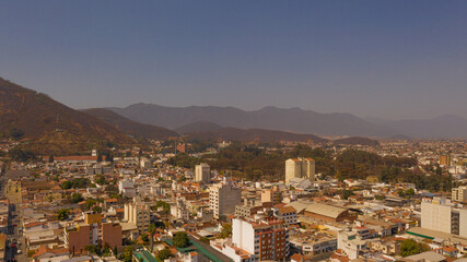 Aerial view of drones from Northern Argentina, mountains, valleys, routes and peaks.