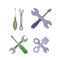 service icon. repair, wrench, screwdriver flat icon set with long shadow
