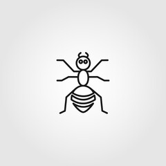 Ant vector line icon on white background
