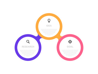 Business process infographic template with 3 options or steps. Thin line design. Vector illustration graphic design