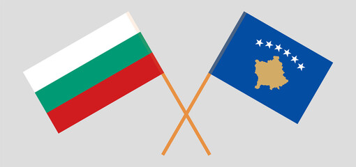 Crossed flags of Kosovo and Bulgaria
