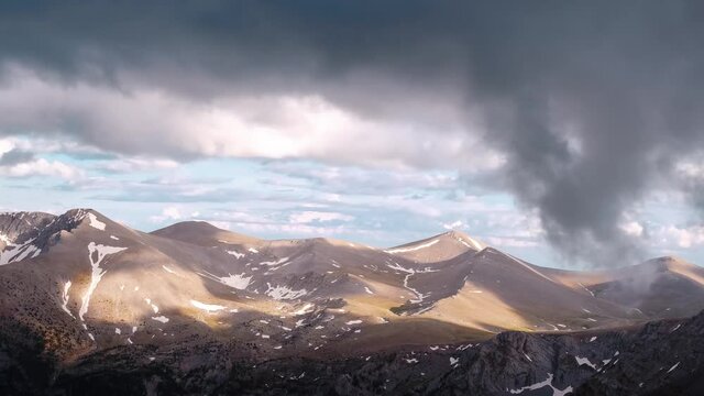 Timelapse of the light patches on Mount Olympus mountain's in Greece