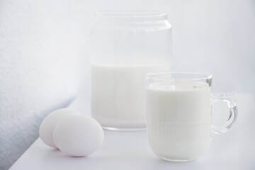 Obraz na płótnie Canvas milk and eggs. Milk products. 