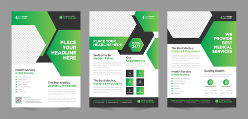 Medical Business Flyer poster pamphlet brochure cover design layout background, two colors scheme, vector template in A4 size - Vector